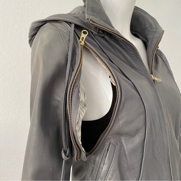 mike & chris leather hoodie jacket - Picture 5 of 10